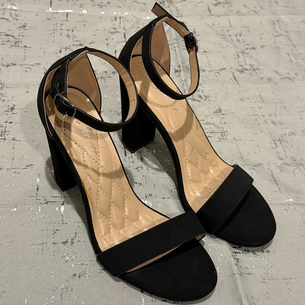 Elegant Black Ankle Strap Heels